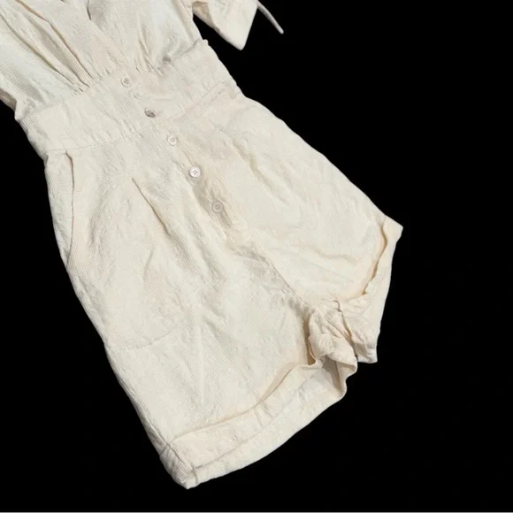 FRNCH Paris Cream Cotton Button Front Romper XS NWOT - Picture 6 of 8